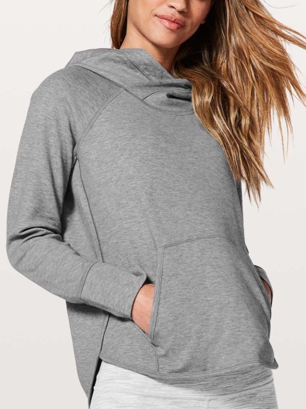 LULULEMON Time Out Hoodie Heathered Bleached Coral / Heathered Medium Grey Sz 8